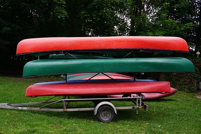 Stacked kayaks ready for storage at Dale's Maxi Storage in Port Townsend